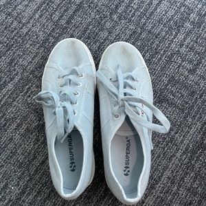 Light blue Superga Platforms.